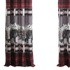Sofia 84 Inch Bear Panel Curtains, Poly Microfiber, Red and Black Plaid By Casagear Home