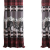 Sofia 84 Inch Bear Panel Curtains Poly Microfiber Red and Black Plaid By Casagear Home BM293445