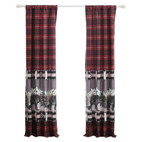 Sofia Curtain Panels | 84" | Bear Plaid | Red & Black Microfiber