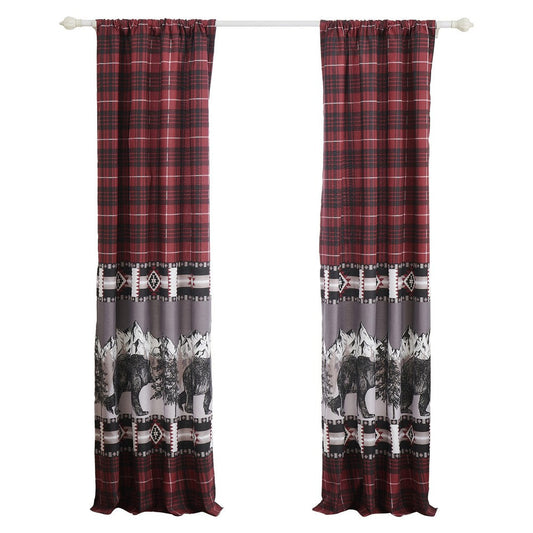 Sofia Curtain Panels | 84" | Bear Plaid | Red & Black Microfiber