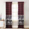 Sofia 84 Inch Bear Panel Curtains, Poly Microfiber, Red and Black Plaid By Casagear Home