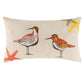 Vira 20 Inch Throw Pillow, Hand Embroidered Shorebirds, Canvas and Linen By Casagear Home