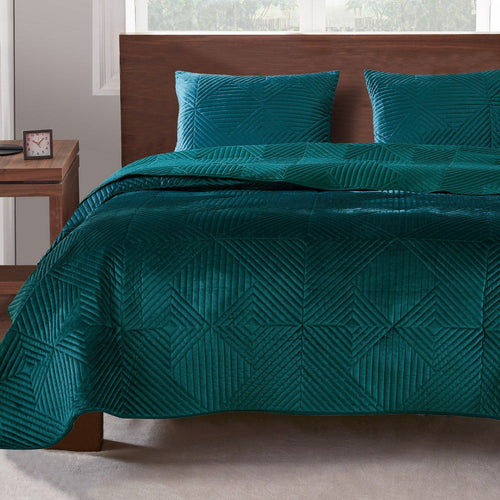 Ahab King Pillow Sham | 36 x 20 | Teal Dutch Velvet | Motif Design