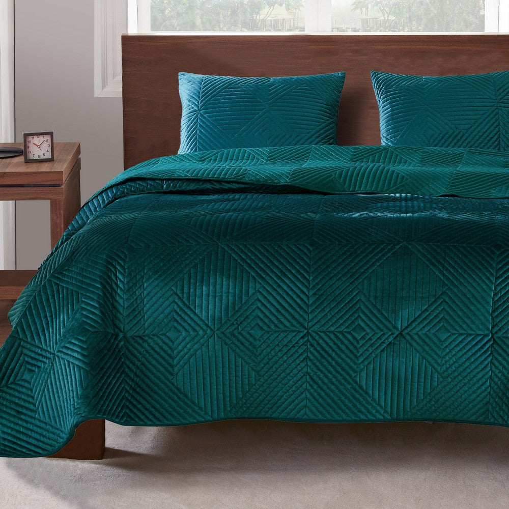 Ahab King Pillow Sham | 36 x 20 | Teal Dutch Velvet | Motif Design
