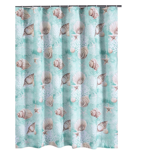 Logan Shower Curtain | 72" | Light Blue Conch Shells Print