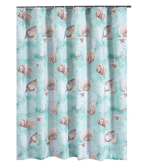 Logan Shower Curtain | 72" | Light Blue Conch Shells Print