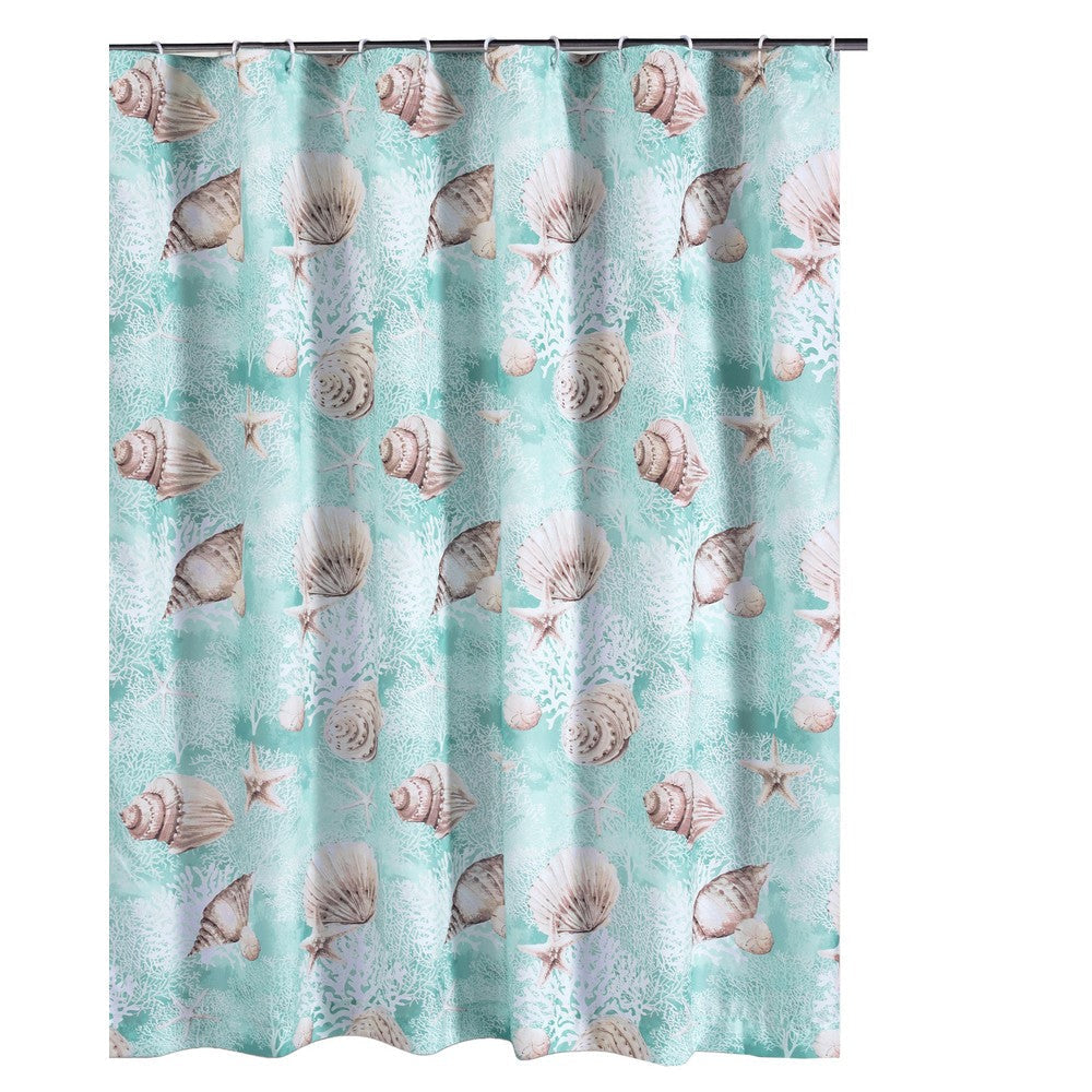 Logan Shower Curtain | 72" | Light Blue Conch Shells Print