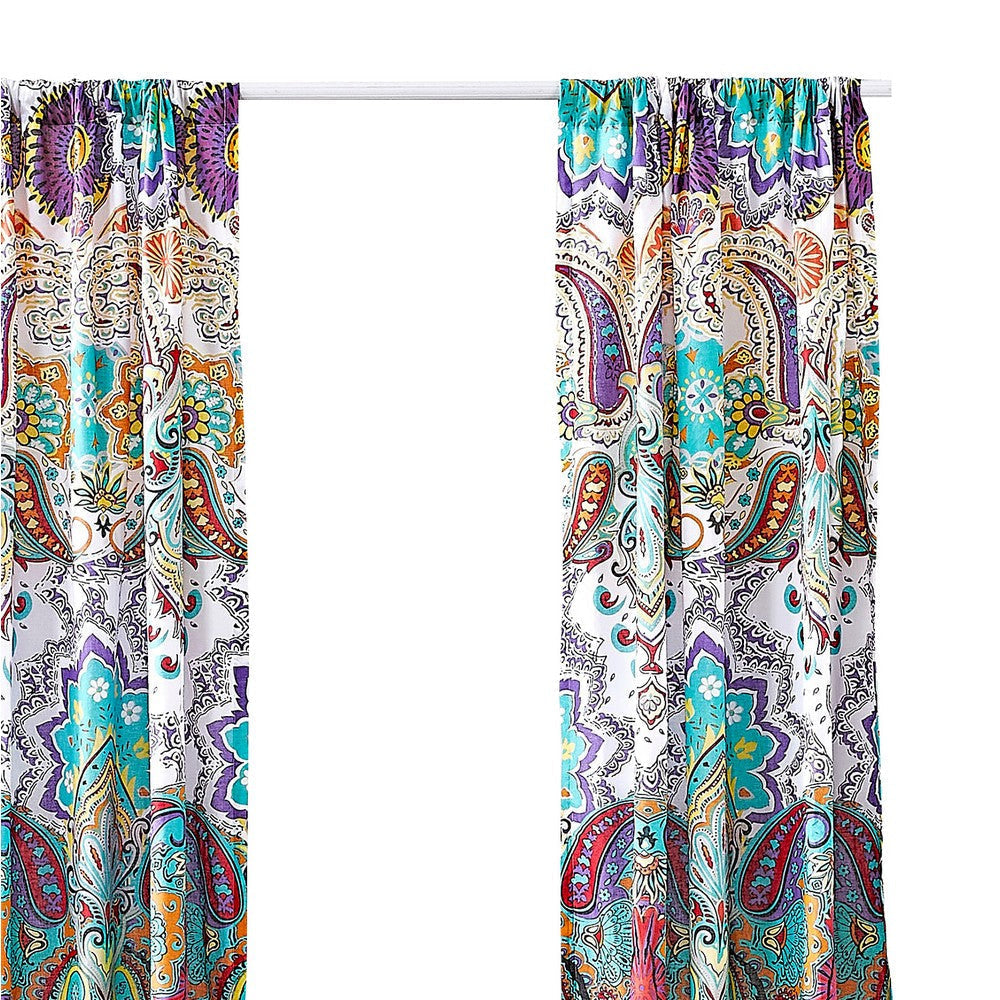 Vana 84 Inch Window Curtains Decorative Paisley Print Design Rod Pockets By Casagear Home BM293467