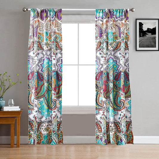 Vana Curtain Panels | 84" | Paisley Print Design | Rod Pockets
