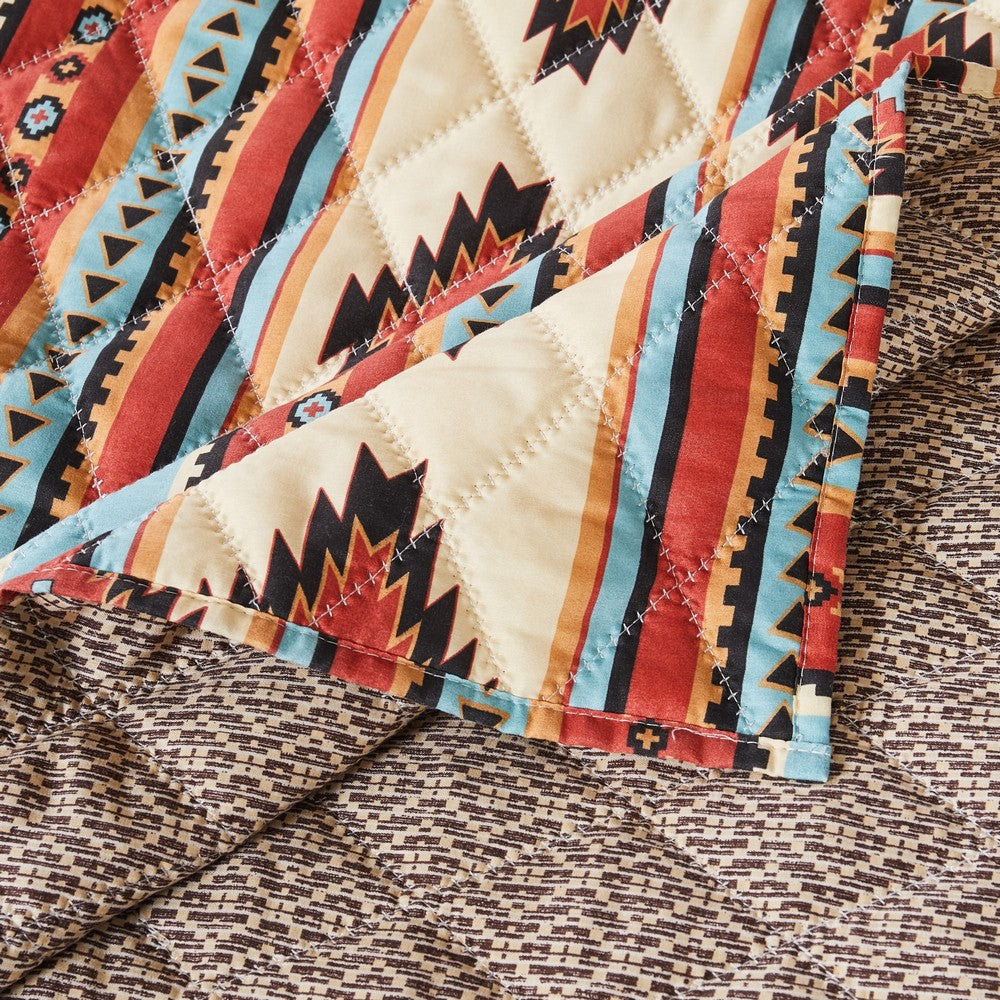 Tagus 60 Inch Throw Blanket Natural Southwest Patterns Machine Quilted By Casagear Home BM293468