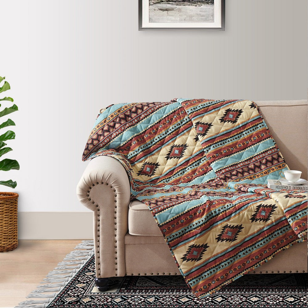 Tagus Throw Blanket | 60" | Southwest Patterns | Machine Quilted