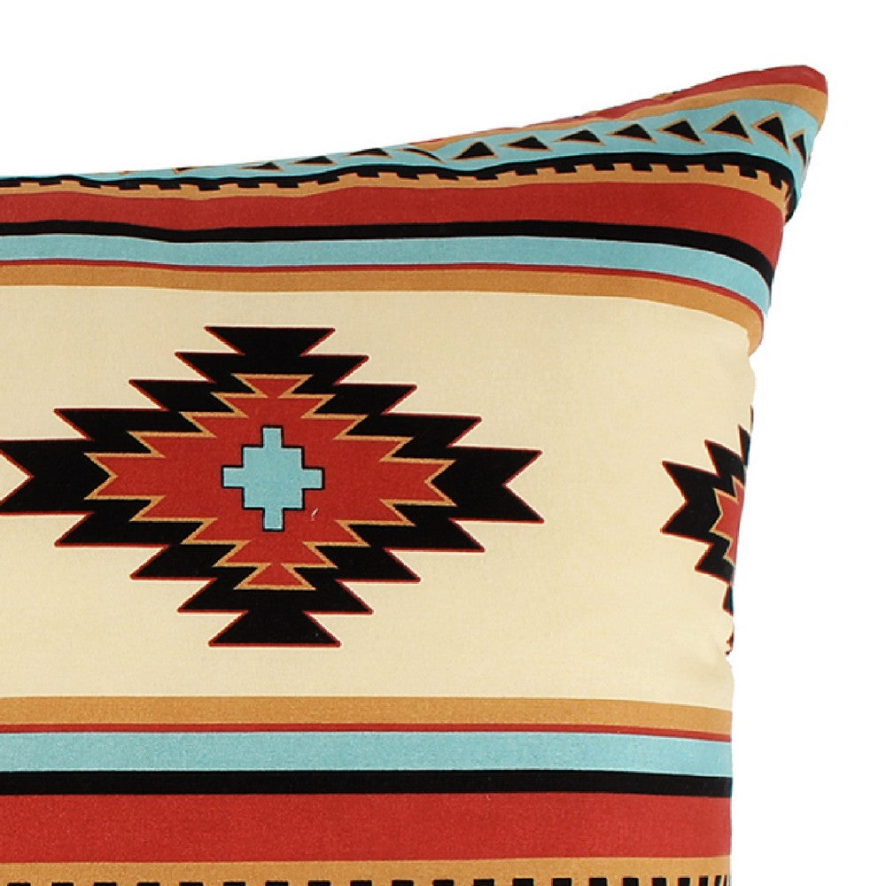 Tagus 36 Inch King Pillow Sham, Natural Southwest Patterns, Side Zippers By Casagear Home