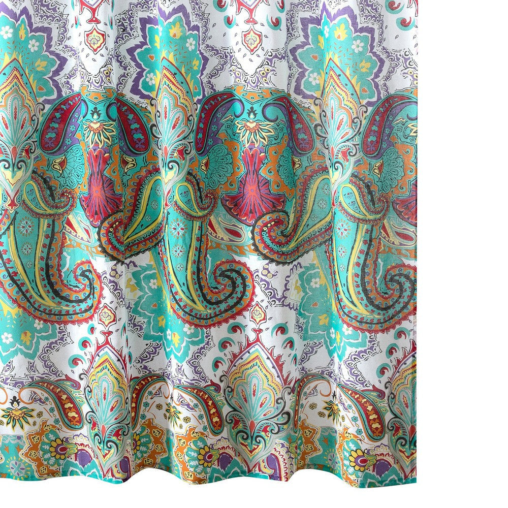 Vana Shower Curtain | 72" | Blue Red Paisleys | Microfiber