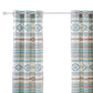 Kiev 84 Inch Window Curtains, Microfiber Blue Southwest Design, Grommets By Casagear Home