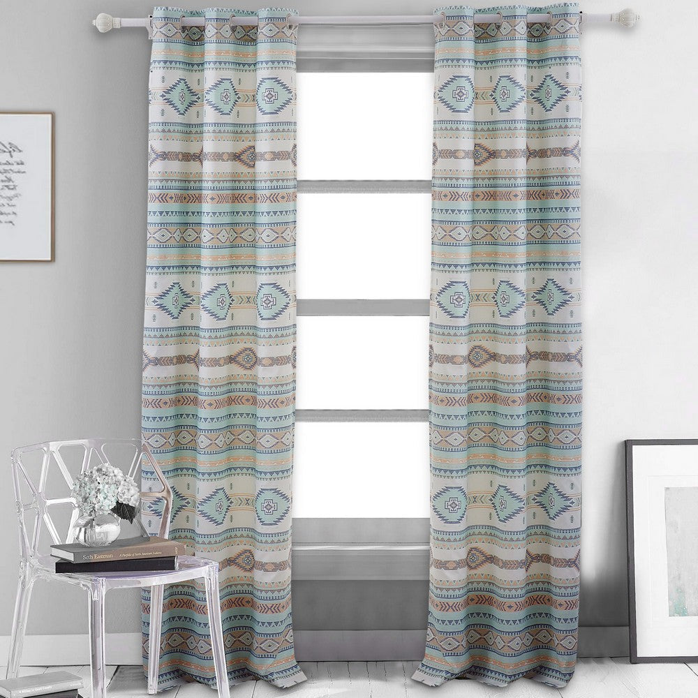 Kiev Curtain Panels | 84" | Blue Southwest Design | Grommets