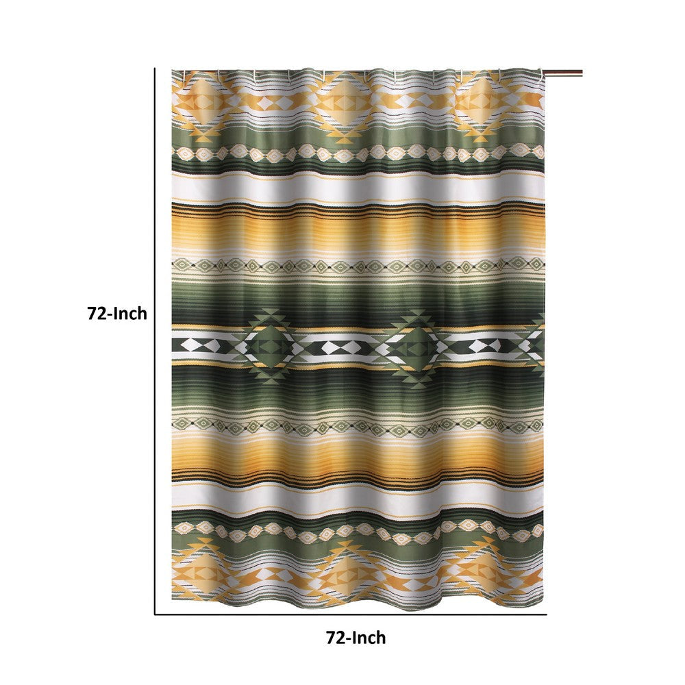 Jashua 72 Inch Shower Curtain Southwest Style Yellow Stripes Button Holes By Casagear Home BM293487