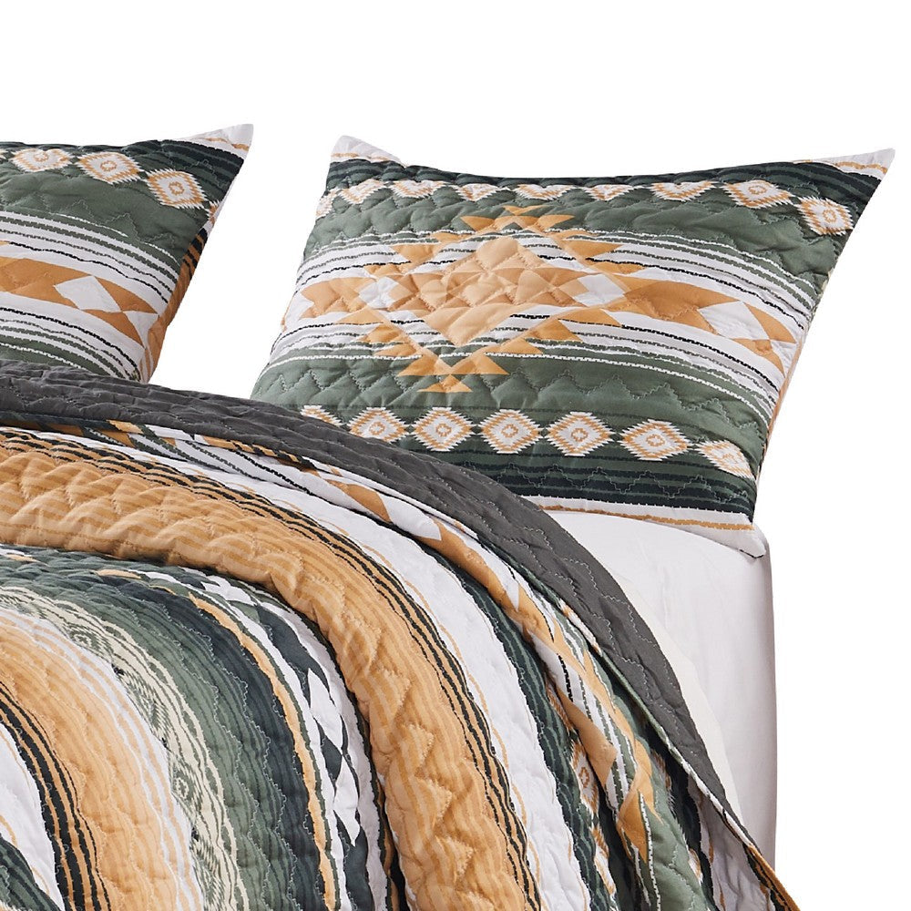 Jashua King Pillow Sham | 20 x 36 | Yellow Southwest Stripes