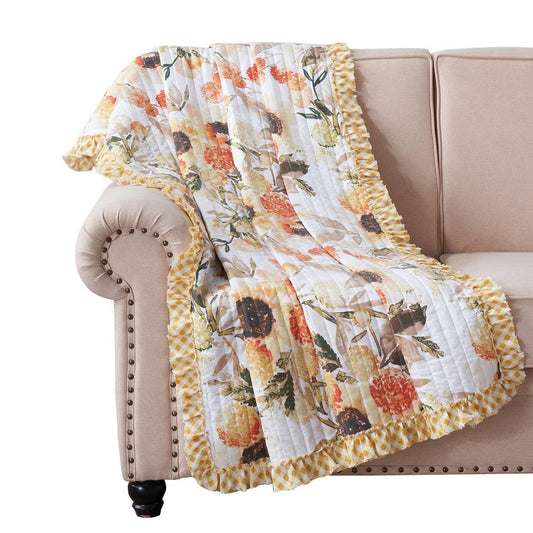 Kelsa Throw Blanket | 50 x 60 | Channel Quilted | Cotton Fill | Gold