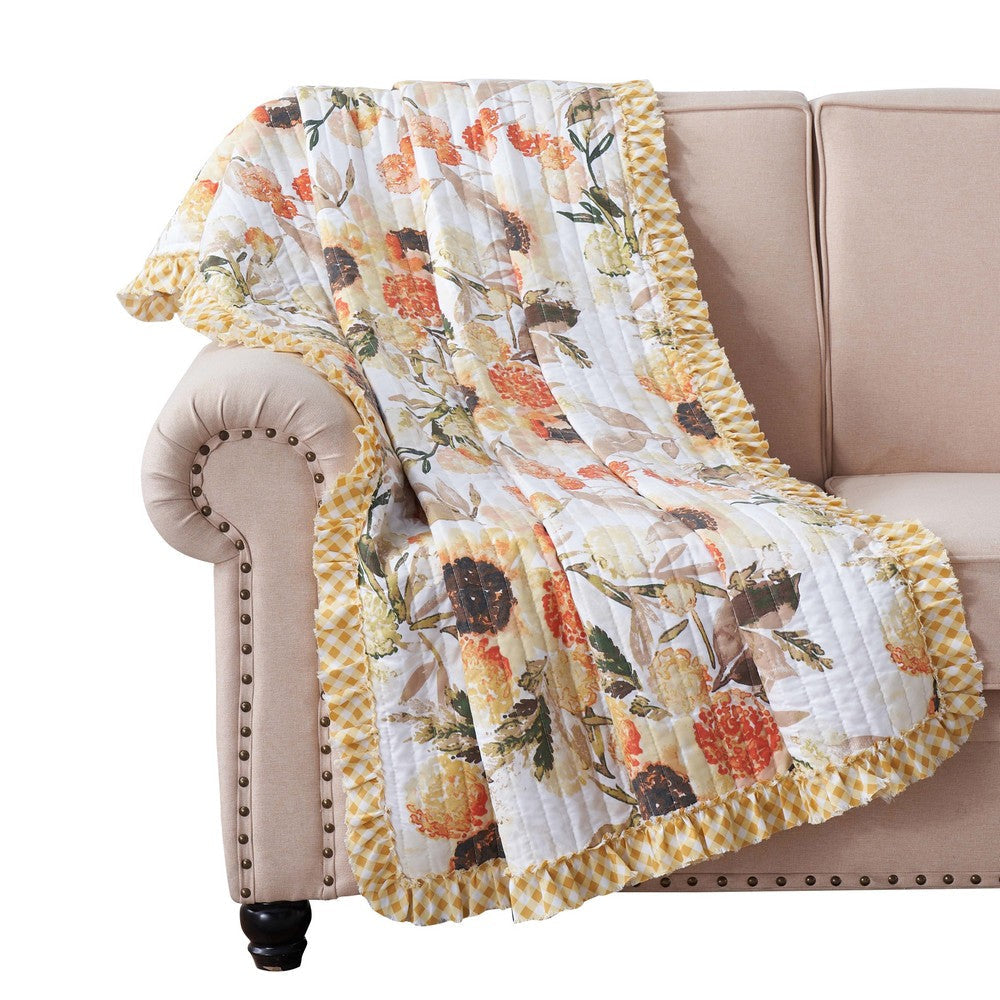 Kelsa Throw Blanket | 50 x 60 | Channel Quilted | Cotton Fill | Gold