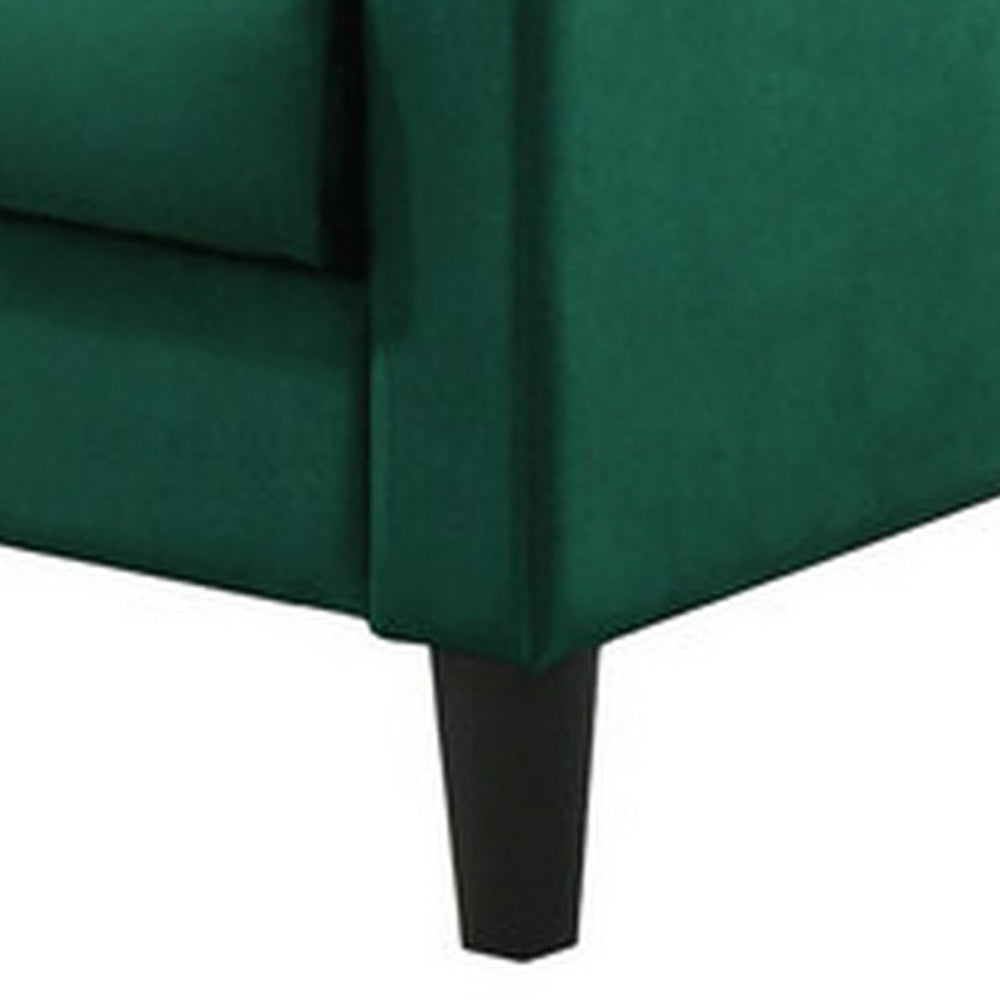 Oz 28 Inch Modern Accent Armchair with Foam Cushion Tufted Green Velvet By Casagear Home BM293509