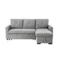 88 Inch Reversible Sleeper Sectional Sofa with Storage Chaise Light Gray By Casagear Home BM293523