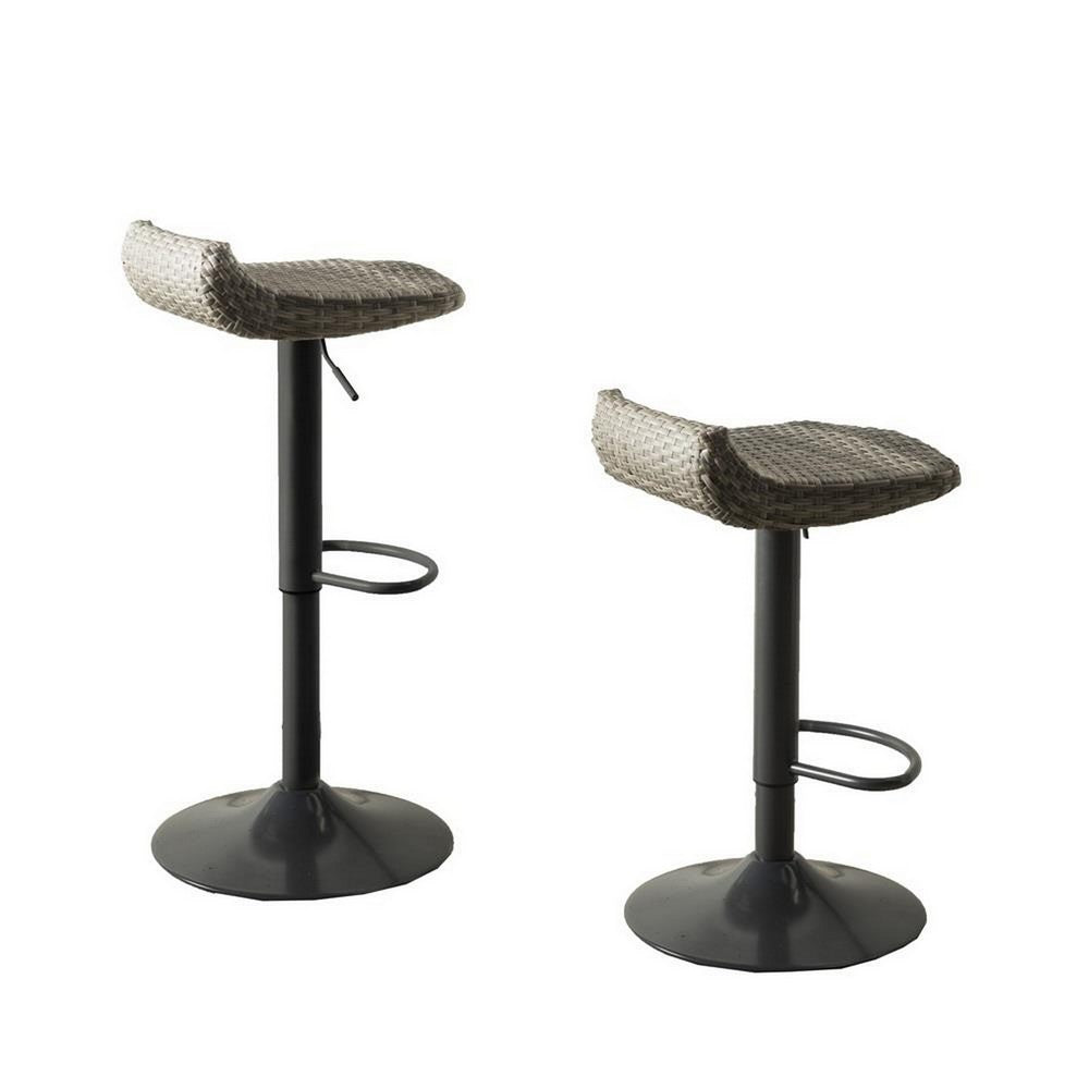 Max Outdoor Barstool Set of 2 | 34" | Foldable | Gray Wicker