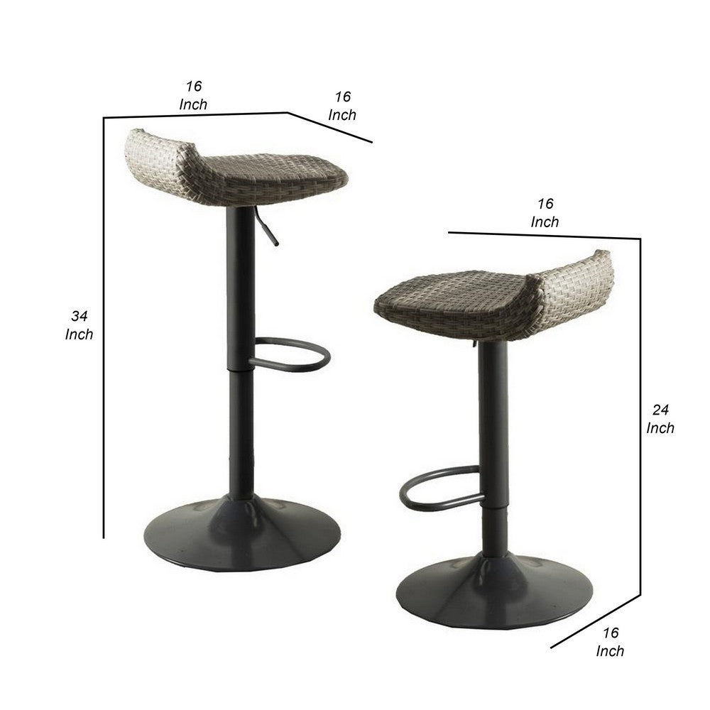 Max Outdoor Barstool Set of 2 | 34’’ | Foldable | Gray Wicker BM293658