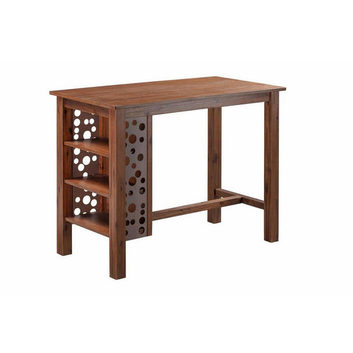 Bada Bar Table | 47" | 3 Shelves | Metal Accents | Brown