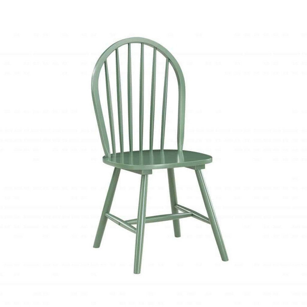 Irvin 18 Inch Modern Dining Chairs Round Spindle Backs Set of 2 Green By Casagear Home BM293811