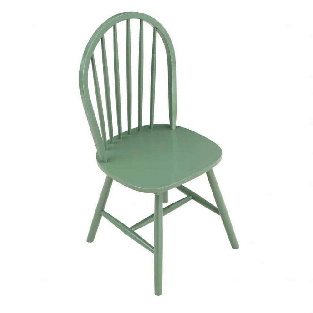 Irvin 18 Inch Modern Dining Chairs Round Spindle Backs Set of 2 Green By Casagear Home BM293811