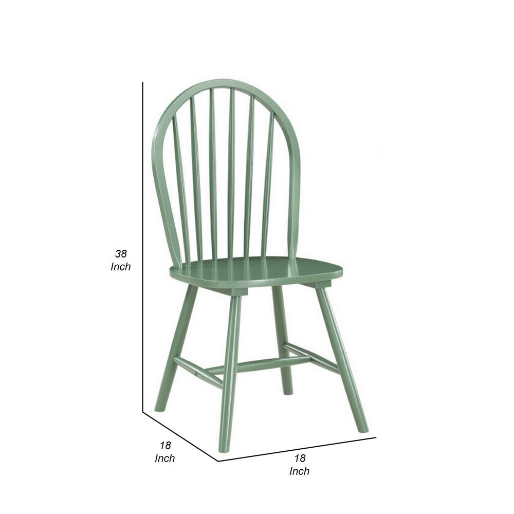 Irvin 18 Inch Modern Dining Chairs Round Spindle Backs Set of 2 Green By Casagear Home BM293811