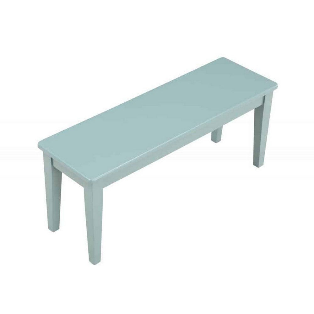 Bray 44 Inch Modern Rectangular Dining Bench, Tapered Legs, Teal Blue By Casagear Home