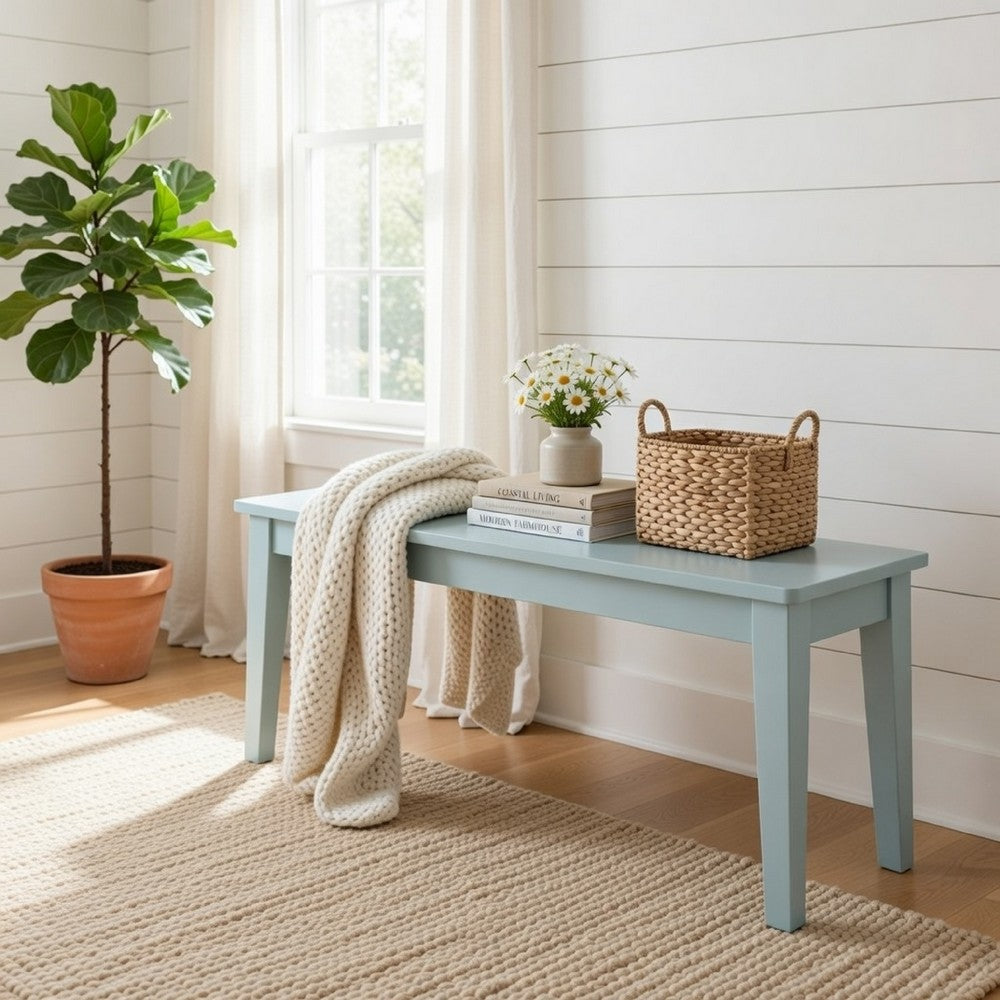 Bray Dining Bench | 44" | Tapered Legs | Teal Blue