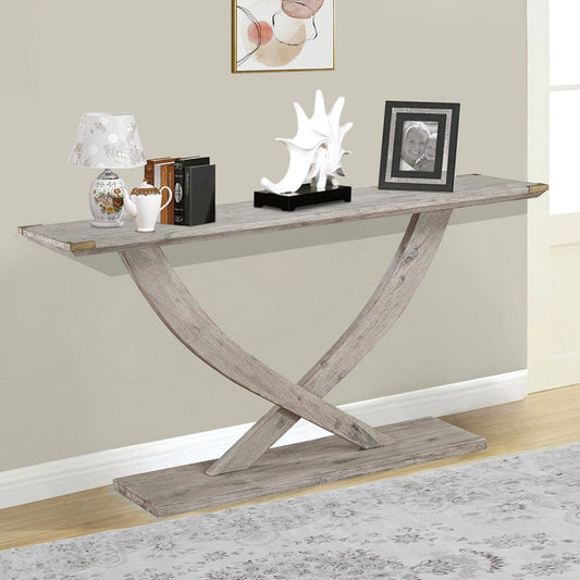 Kit Console Table | 57" | Cross Legs | Acacia Wood | Gray
