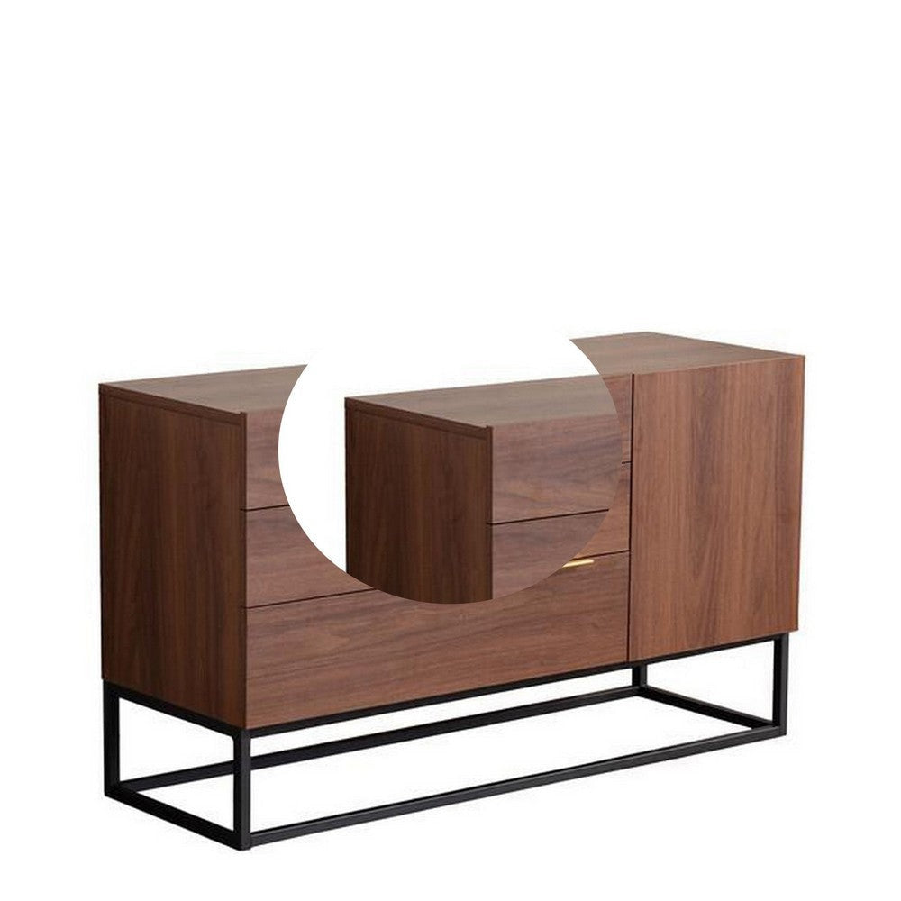 47 Inch TV Stand Media Console Table with 3 Drawers Warm Brown and Black By Casagear Home BM293920