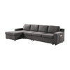 Cas 119 Inch 4 Seater L Shape Sectional Sofa with Left Arm Chaise, Gray