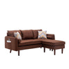 Ranon 70 Inch Sectional Chaise Sofa, Pillows, USB Ports, Side Pockets Brown By Casagear Home