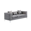 Joni 86 Inch Sofa, Chesterfield Design, Deep Button Tufting, Gray Velvet