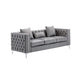Joni 86 Inch Sofa, Chesterfield Design, Deep Button Tufting, Gray Velvet