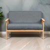 Gala Loveseat Bench | 45" | Gray Fabric | Brown Wood Frame