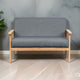 Gala Loveseat Bench | 45" | Gray Fabric | Brown Wood Frame