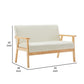 Gala 45 Inch Modern Loveseat Bench Ivory Fabric Natural Brown Wood Frame By Casagear Home BM293960