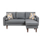 Ranon 70 Inch Sectional Chaise Sofa, Pillows, USB Ports, Side Pockets, Gray By Casagear Home