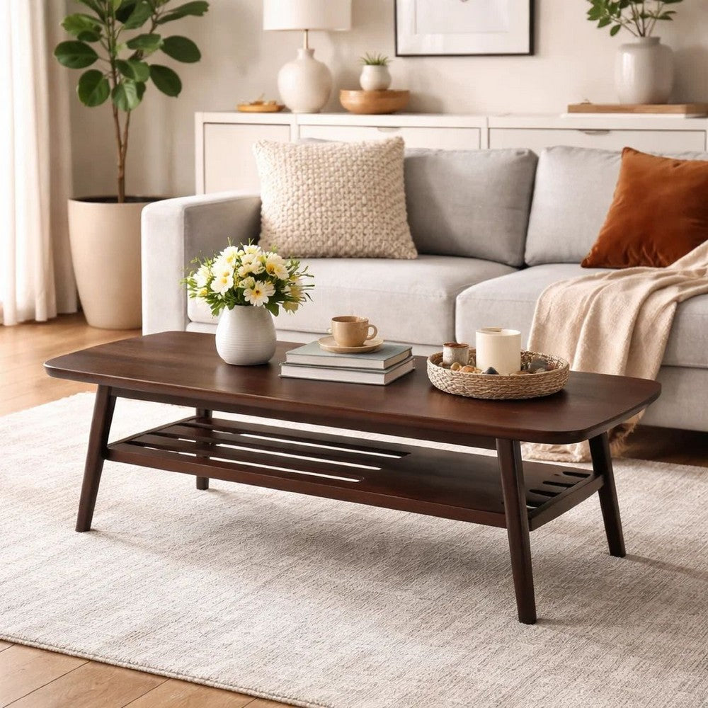 Gala Coffee Table | 47" | Bottom Shelf | Espresso Brown