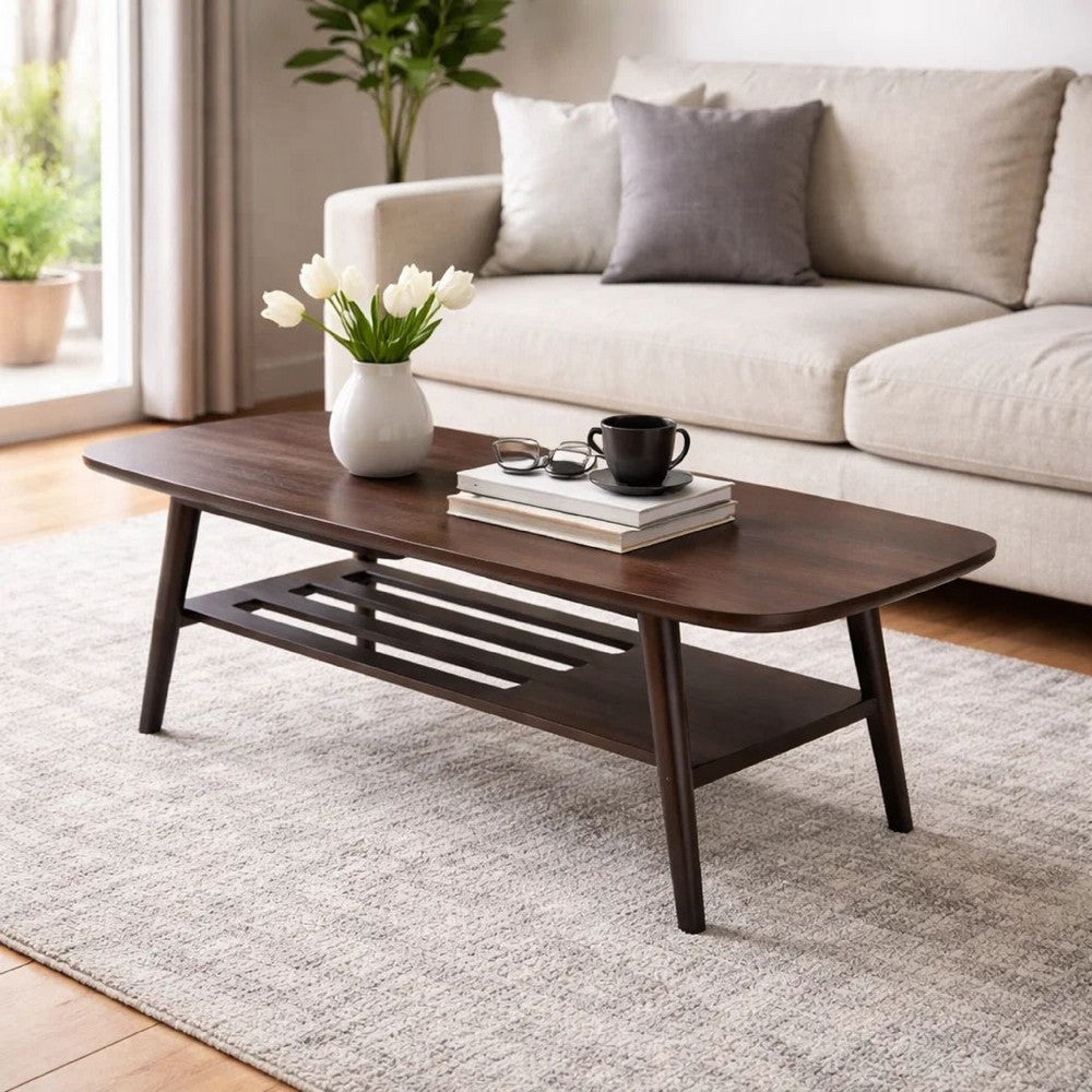 Gala Coffee Table | 47" | Bottom Shelf | Espresso Brown