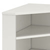 Tio 29 Inch Corner Bookcase Console with 2 Shelves, Triangle Shaped, White By Casagear Home