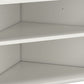 Tio 29 Inch Corner Bookcase Console with 2 Shelves, Triangle Shaped, White By Casagear Home