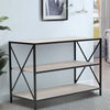 Gem 40 Inch Console Sideboard Table, 3 Shelves, X Side Accents, Black Metal By Casagear Home