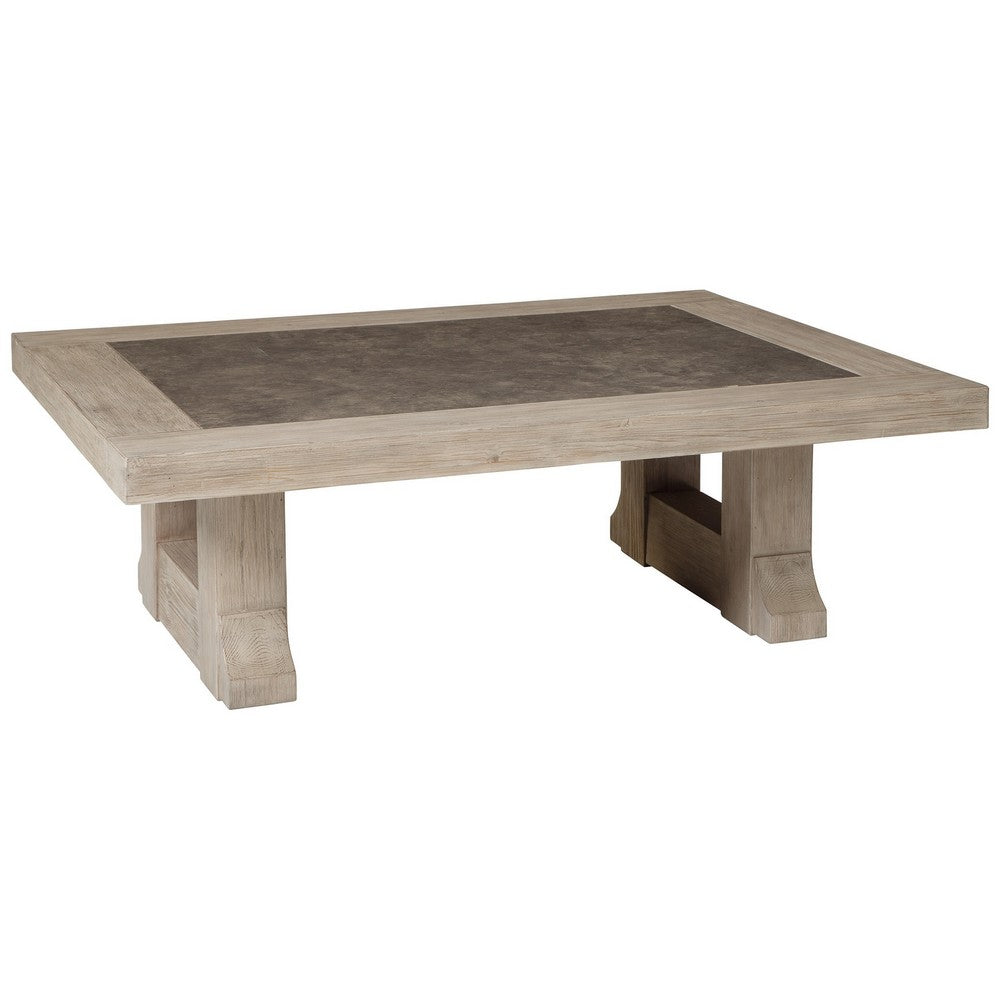 54 Inch Rustic Rectangular Coffee Table Melamine Top Brown Pine Frame By Casagear Home BM294015