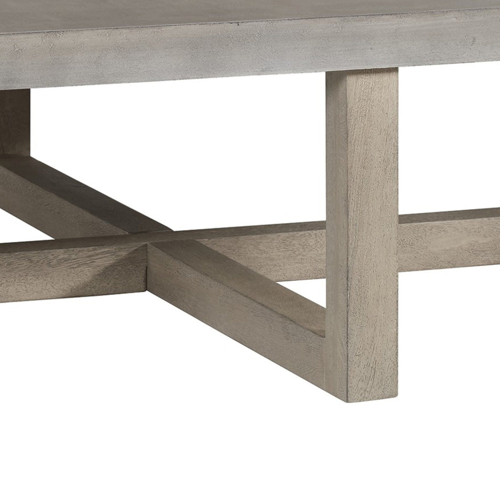 Lizi 52 Inch Square Coffee Table Hand Done Faux Concrete Finish Wood By Casagear Home BM294048